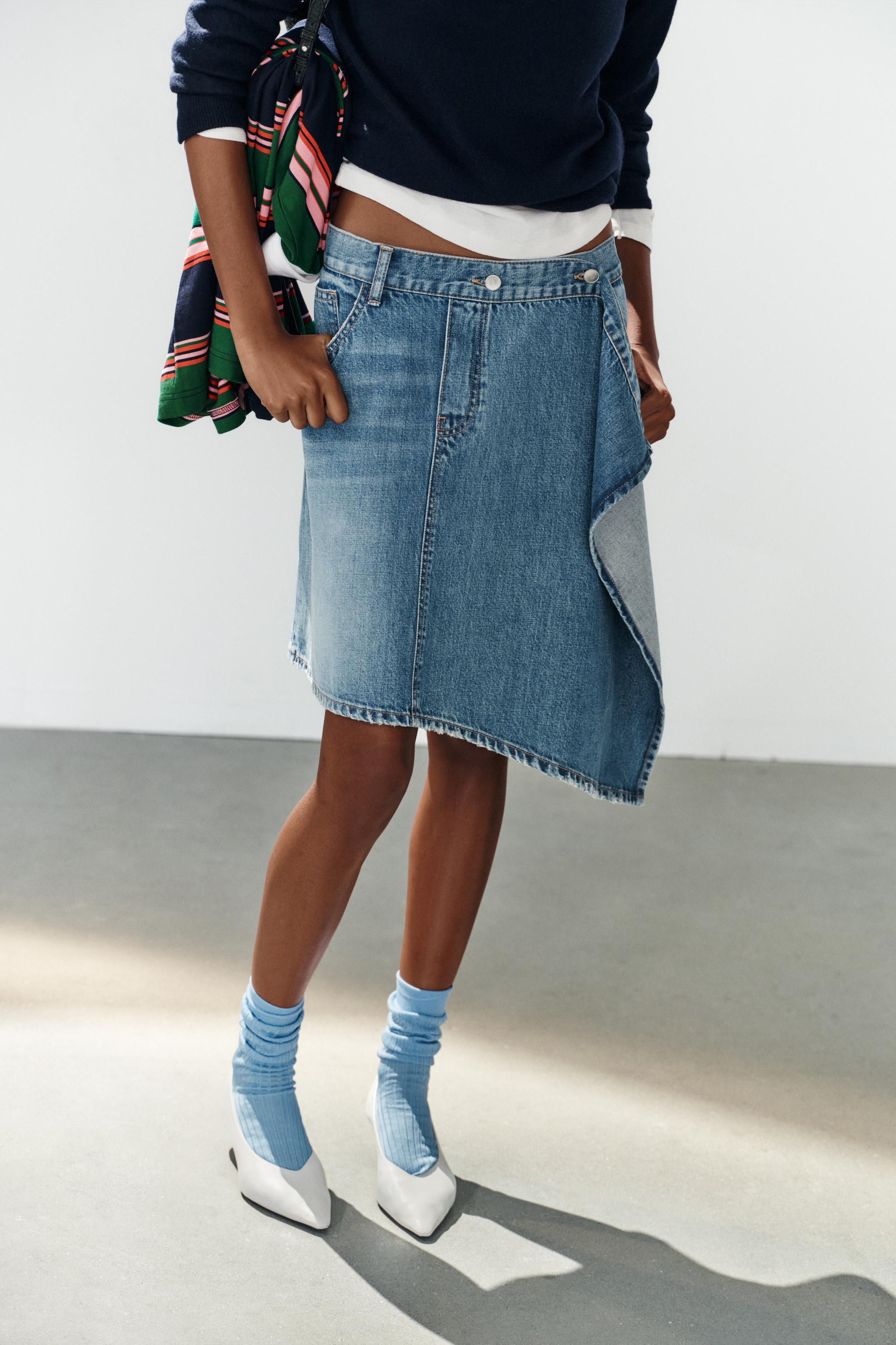 TRF ASYMMETRIC DENIM SKIRT